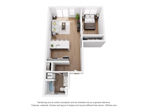 a stylized floor plan of a 2100 sq ft apartment